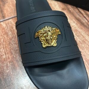 Versace Black Slides with Gold Medusa FREE Shipping